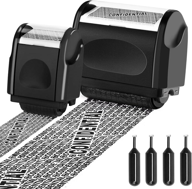 TONOS Identity Theft Protection Roller Stamp - Confidential Roller Stamp for Identity Protection & Security Stamp- Blocks Out Privacy Information, Guard Your Address & ID (2 Pack) - Image 1